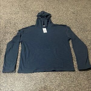 Men’s Pilates Blue Pullover Hoodie with Relaxed Fit